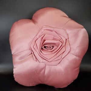 Vintage Satin Rose Pillow Blush Pink Floral Throw Cushion